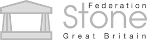 Federation of Stone Great Britain logo in grayscale with stylized classical building element.